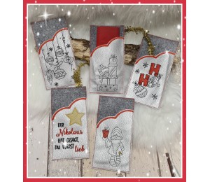 Stickserie ITH - Bestecktaschen Einsteckhüllen Weihnachten Vol. 1